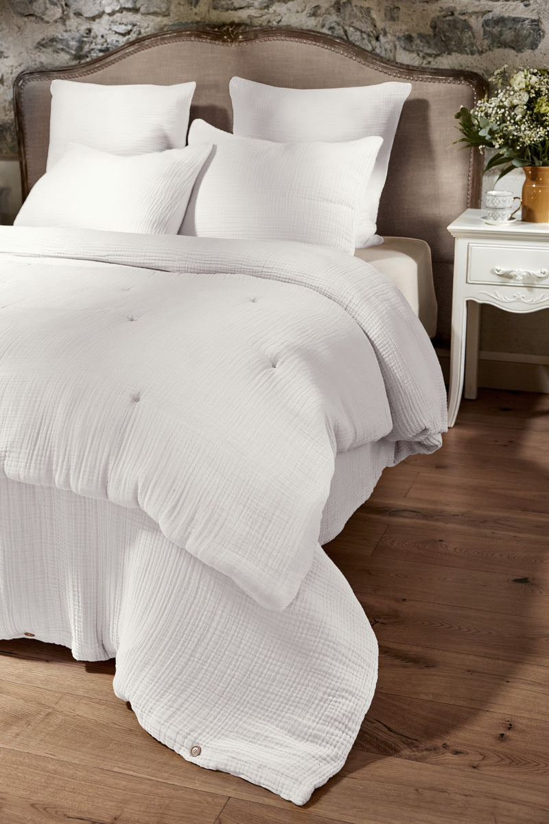 Bout De Lit - Quadruple Gaze De Coton Unie - Ina - Chantilly