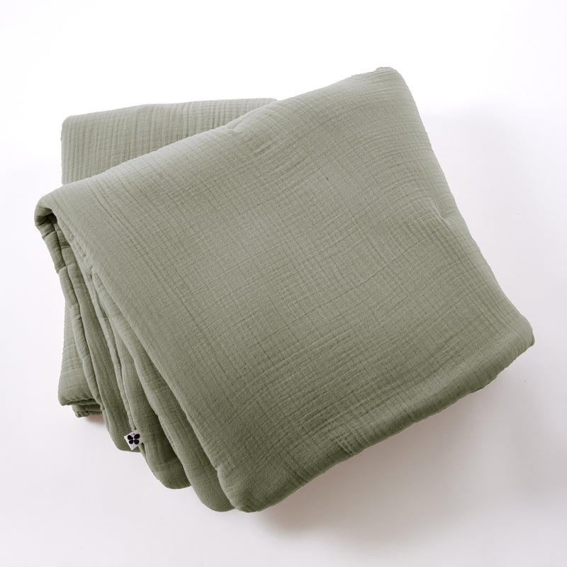 Bout De Lit - Quadruple Gaze De Coton Unie - Ina - Romarin