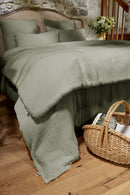 Bout De Lit - Quadruple Gaze De Coton Unie - Ina - Romarin