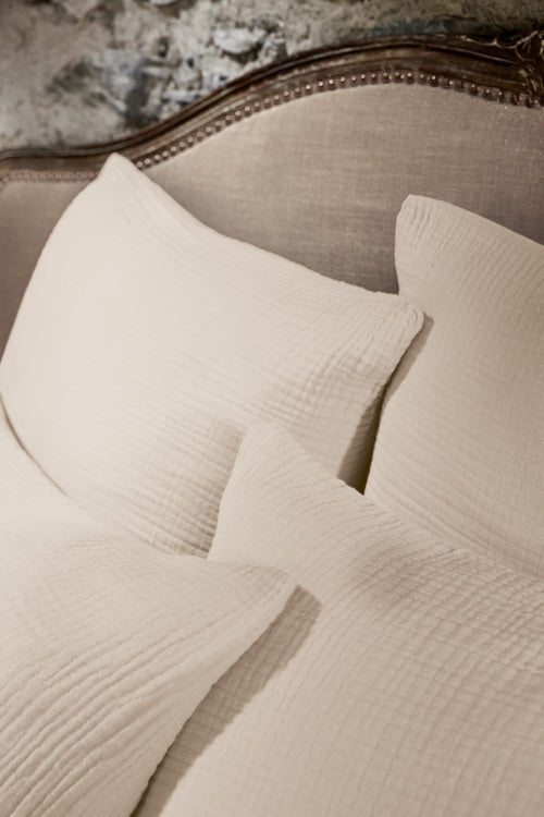 Taie D'Oreiller - Quadruple Gaze De Coton Unie - Ina - Pampa