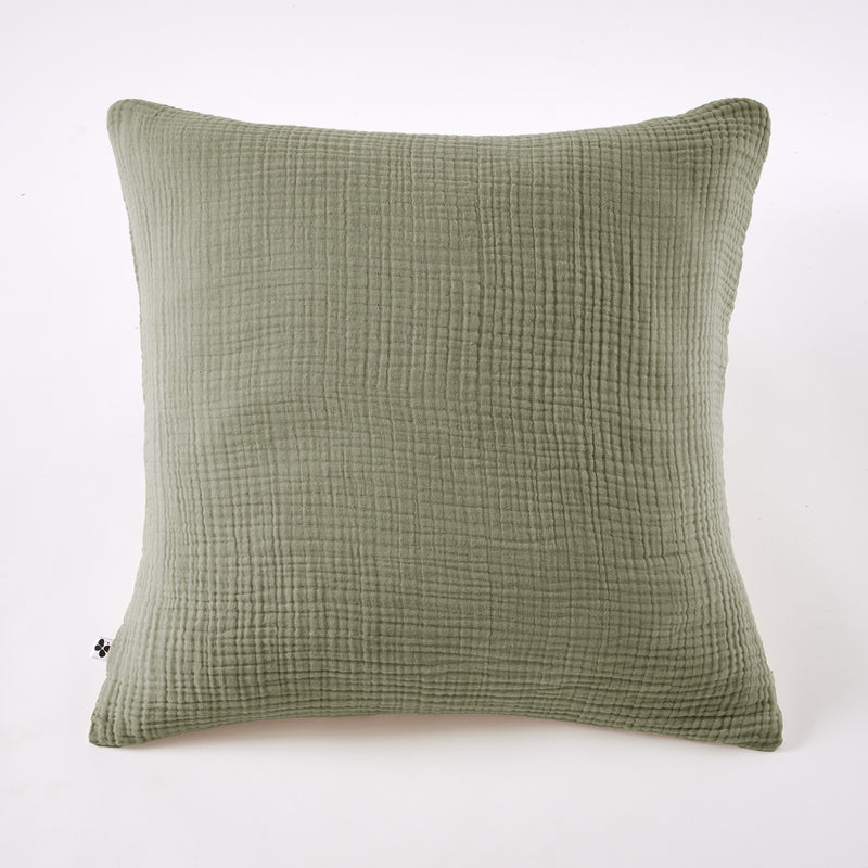 Taie D'Oreiller - Quadruple Gaze De Coton Unie - Ina - Romarin