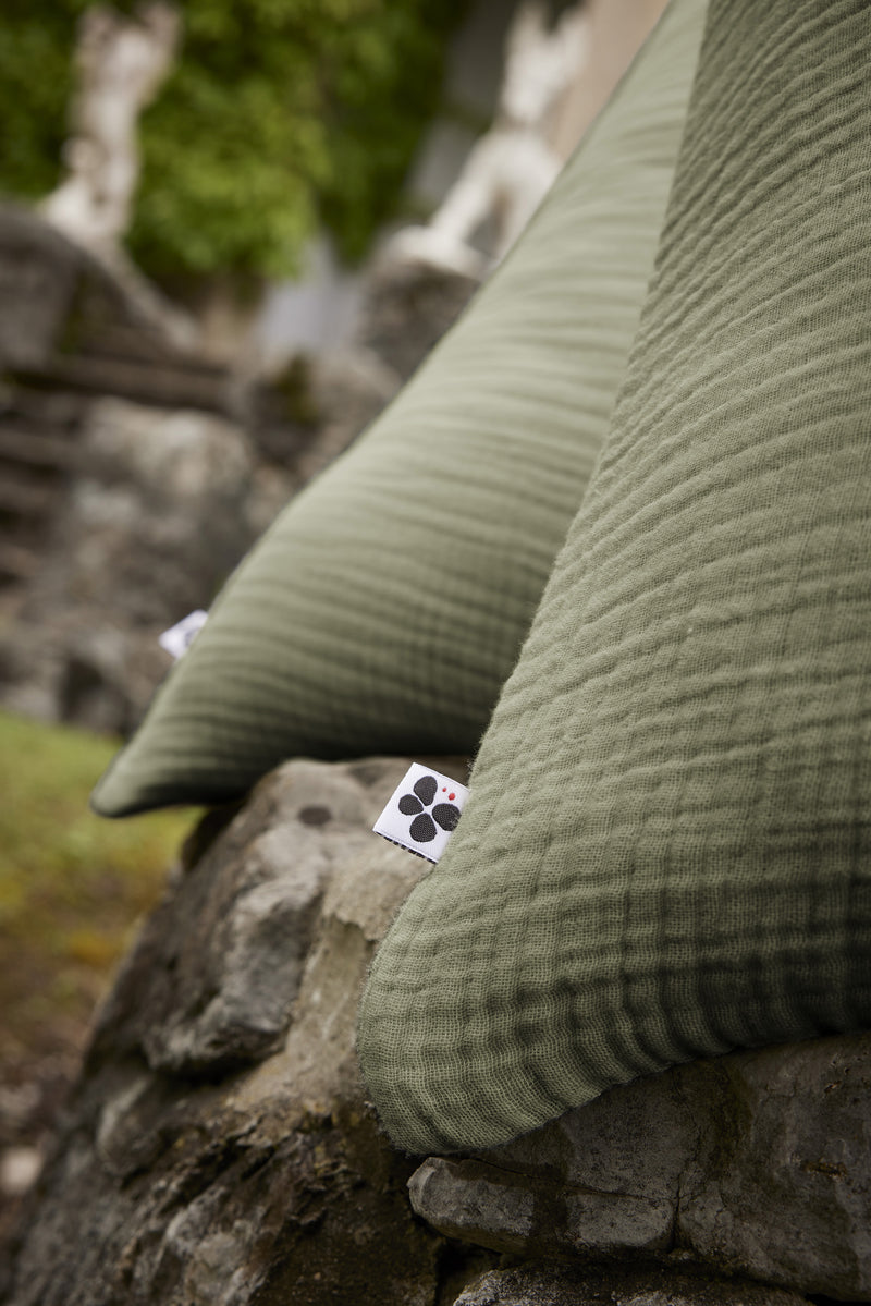 Taie D'Oreiller - Quadruple Gaze De Coton Unie - Ina - Romarin