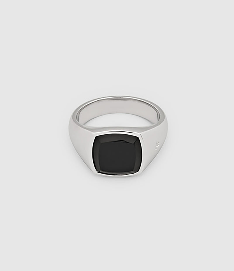 Tom Wood - Chevalière Kay Polished Onyx Argent - Unisexe
