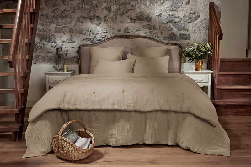 Housse De Couette - Quadruple Gaze De Coton Unie - Ina - Ficelle