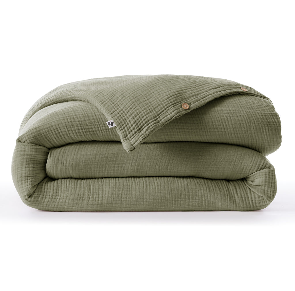 Ina - Housse De Couette - Quadruple Gaze De Coton Unie - Romarin