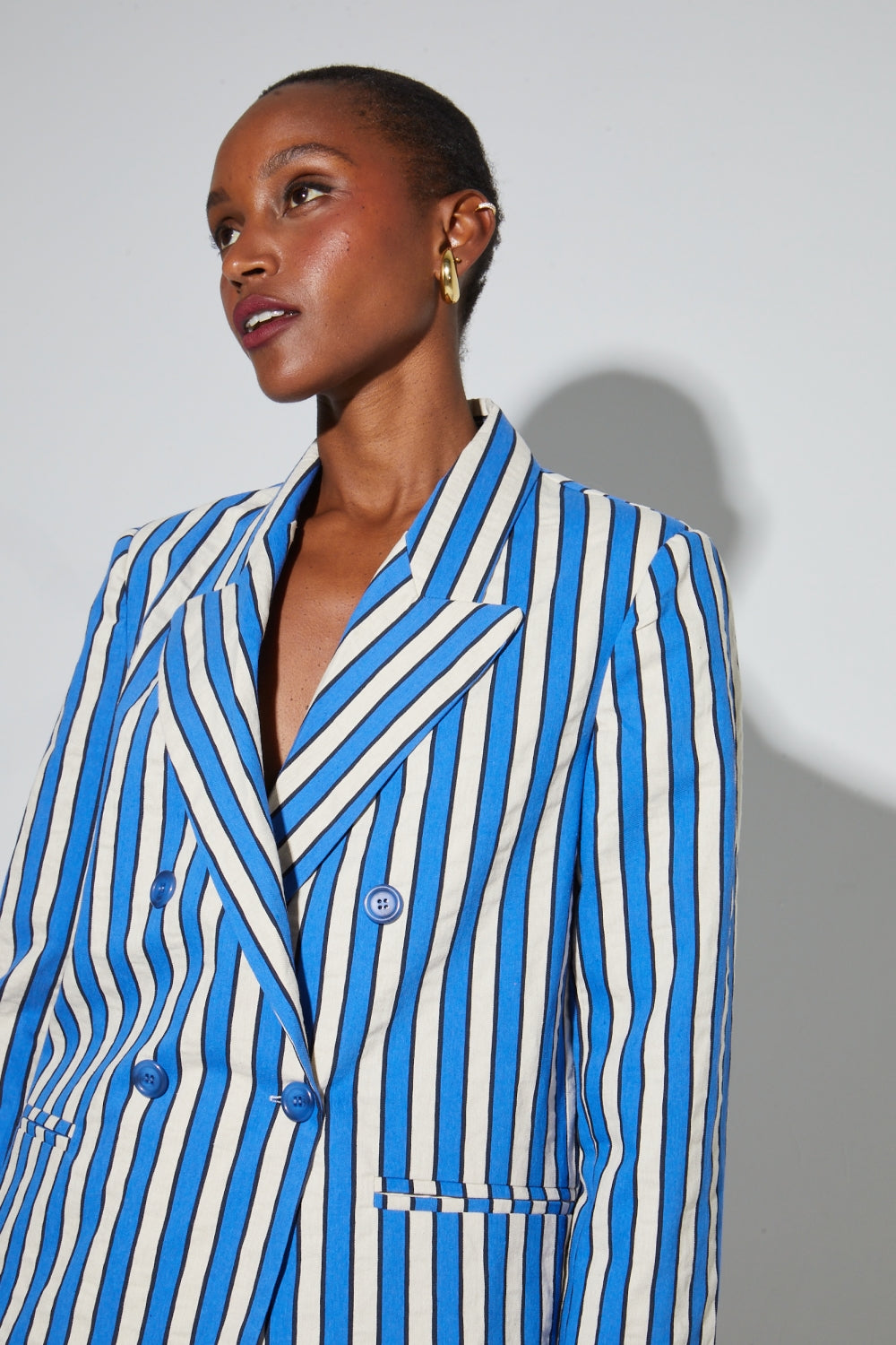 Blazer Jimmy Riviera Suit Lines Blue Fabriqué En Italie
