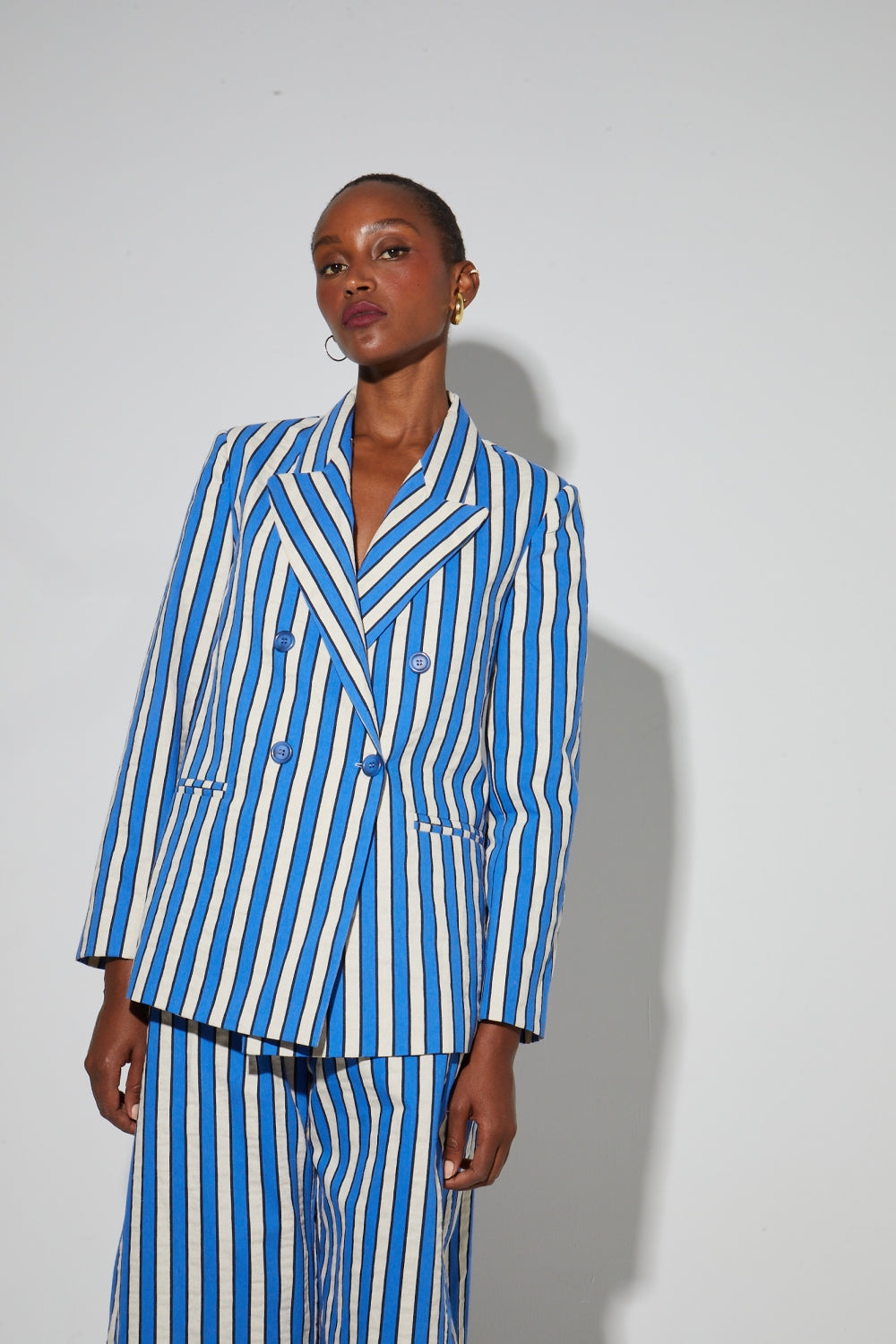 Blazer Jimmy Riviera Suit Lines Blue Fabriqué En Italie