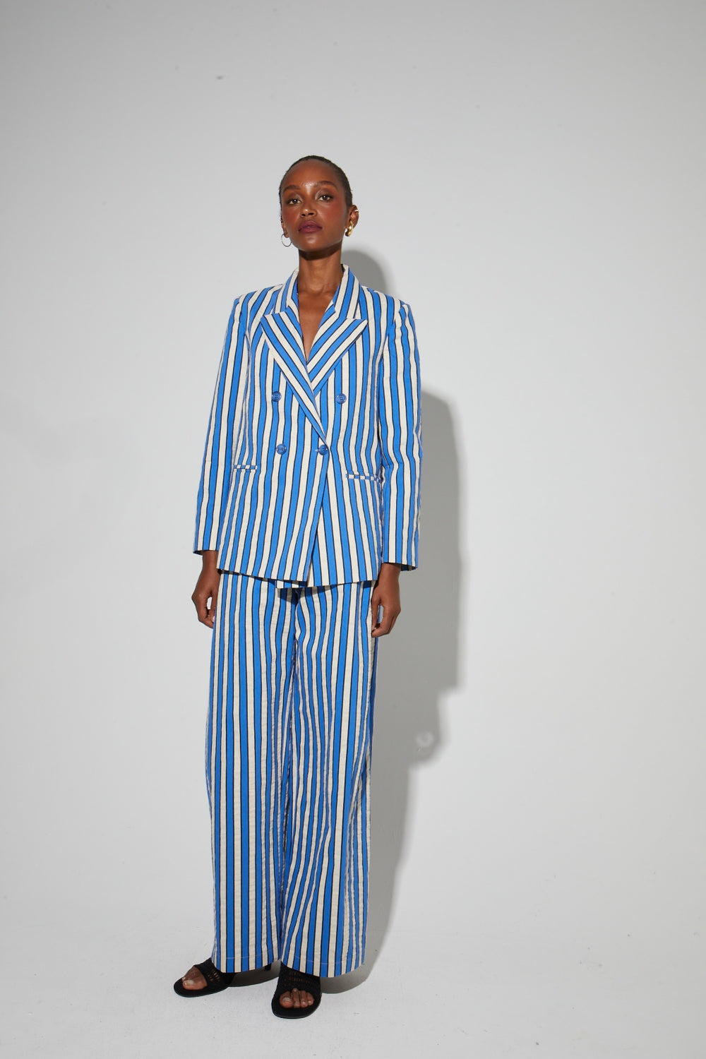 Blazer Jimmy Riviera Suit Lines Blue Fabriqué En Italie