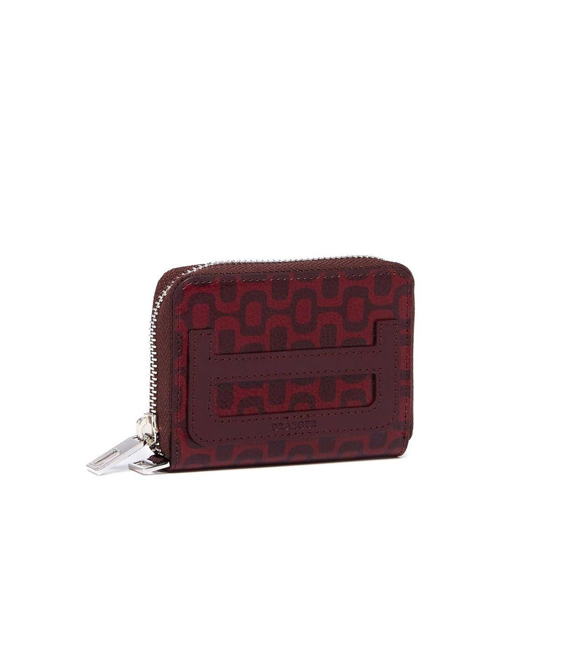 Porte-Monnaie Zippé - 2 Compartiments - 100% Cuir - Homme - Rouge Bordeaux