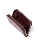 Porte-Monnaie Zippé - 2 Compartiments - 100% Cuir - Homme - Rouge Bordeaux