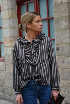 Olympe Chocolate Stripe Blouse