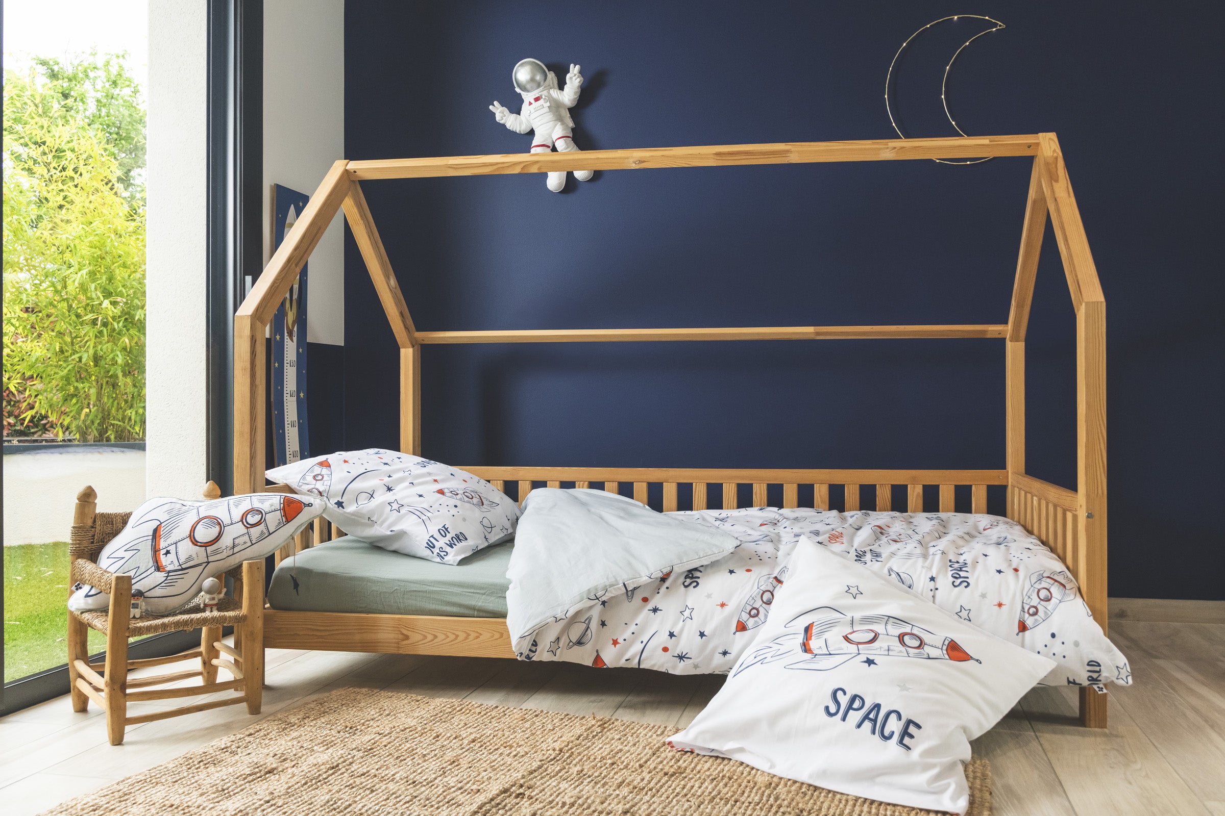 Galaxie - Parure De Lit (Housse De Couette + 2 Taies D'Oreiller) - Coton Imprimé