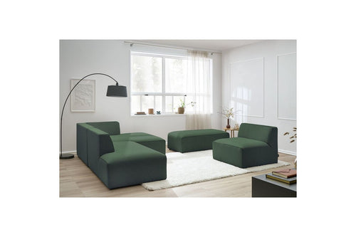 Canapé D'Angle Fixe Modulable - Megeve - Tissu Lisse Avec 1 Chauffeuse Et 1 Pouf - Angle Droit