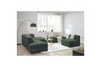 Megeve - Canapé D'Angle Fixe Modulable - Tissu Lisse Avec 1 Chauffeuse Et 1 Pouf - Angle Droit