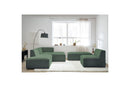 Canapé D'Angle Fixe Modulable - Megeve - Tissu Lisse Avec 1 Chauffeuse Et 1 Pouf - Angle Droit
