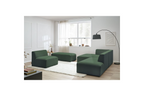Megeve - Canapé D'Angle Fixe Modulable - Tissu Lisse Avec 1 Chauffeuse Et 1 Pouf - Angle Gauche