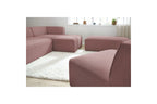 Megeve - Canapé D'Angle Fixe Modulable - Tissu Lisse Avec 1 Chauffeuse Et 1 Pouf - Angle Droit