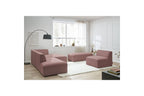 Megeve - Canapé D'Angle Fixe Modulable - Tissu Lisse Avec 1 Chauffeuse Et 1 Pouf - Angle Droit