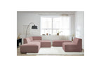 Megeve - Canapé D'Angle Fixe Modulable - Tissu Lisse Avec 1 Chauffeuse Et 1 Pouf - Angle Droit