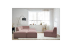 Megeve - Canapé D'Angle Fixe Modulable - Tissu Lisse Avec 1 Chauffeuse Et 1 Pouf - Angle Droit