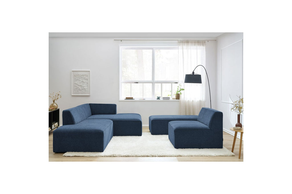 Canapé D'Angle Fixe Modulable - Megeve - Tissu Texturé - Avec 1 Chauffeuse Et 1 Pouf - Angle Droit