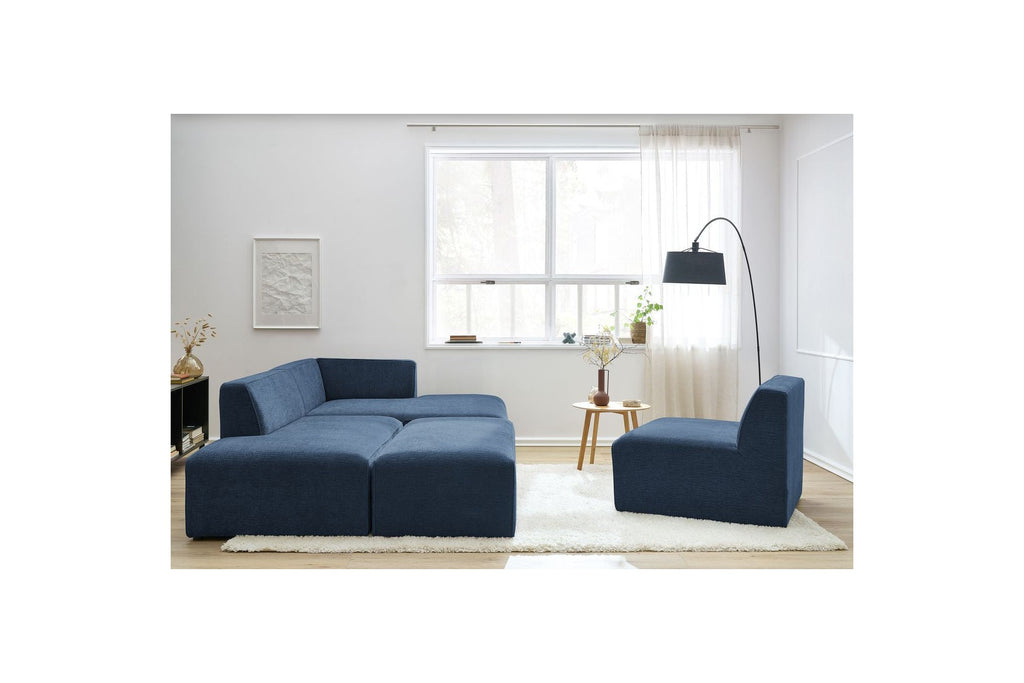 Canapé D'Angle Fixe Modulable - Megeve - Tissu Texturé - Avec 1 Chauffeuse Et 1 Pouf - Angle Droit