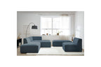 Megeve - Canapé D'Angle Fixe Modulable - Tissu Lisse Avec 1 Chauffeuse Et 1 Pouf - Angle Droit