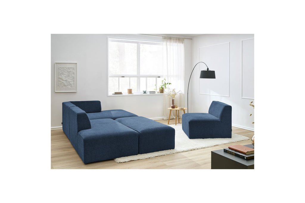 Canapé D'Angle Fixe Modulable - Megeve - Tissu Texturé - Avec 1 Chauffeuse Et 1 Pouf - Angle Droit