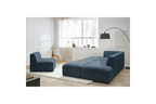 Megeve - Canapé D'Angle Fixe Modulable - Tissu Lisse Avec 1 Chauffeuse Et 1 Pouf - Angle Gauche