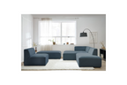 Megeve - Canapé D'Angle Fixe Modulable - Tissu Lisse Avec 1 Chauffeuse Et 1 Pouf - Angle Gauche