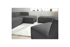 Megeve - Canapé D'Angle Fixe Modulable - Tissu Lisse Avec 1 Chauffeuse Et 1 Pouf - Angle Droit