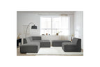 Megeve - Canapé D'Angle Fixe Modulable - Tissu Lisse Avec 1 Chauffeuse Et 1 Pouf - Angle Droit