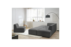Megeve - Canapé D'Angle Fixe Modulable - Tissu Lisse Avec 1 Chauffeuse Et 1 Pouf - Angle Gauche