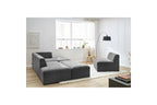 Canapé D'Angle Fixe Modulable - Megeve - Tissu Texturé - Avec 1 Chauffeuse Et 1 Pouf - Angle Droit