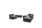 Canapé D'Angle Fixe Modulable - Megeve - Tissu Texturé - Avec 1 Chauffeuse Et 1 Pouf - Angle Gauche