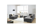 Canapé D'Angle Fixe Modulable - Megeve - Tissu Texturé - Avec 1 Chauffeuse Et 1 Pouf - Angle Gauche