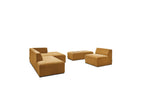 Canapé D'Angle Fixe Modulable - Megeve - Tissu Texturé - Avec 1 Chauffeuse Et 1 Pouf - Angle Droit