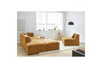 Canapé D'Angle Fixe Modulable - Megeve - Tissu Texturé - Avec 1 Chauffeuse Et 1 Pouf - Angle Droit