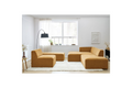 Canapé D'Angle Fixe Modulable - Megeve - Tissu Texturé - Avec 1 Chauffeuse Et 1 Pouf - Angle Gauche