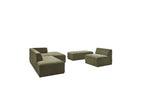 Canapé D'Angle Fixe Modulable - Megeve - Tissu Texturé - Avec 1 Chauffeuse Et 1 Pouf - Angle Droit