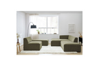 Canapé D'Angle Fixe Modulable - Megeve - Tissu Texturé - Avec 1 Chauffeuse Et 1 Pouf - Angle Gauche
