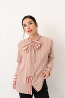 Camisa lazada rayas rojo - Vanó Studio