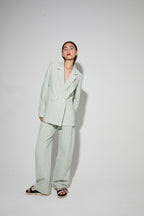 Blazer Ema, Rayures Gaufrées Vertes Fabriqué En Italie