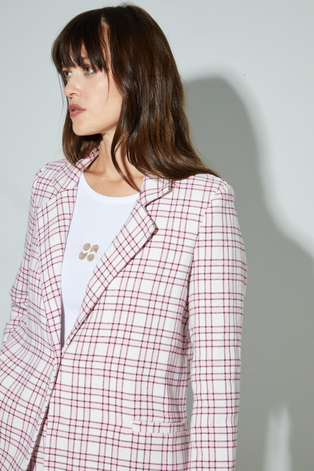 Blazer Jimmy Carreaux Pink, Fabriqué En Italie