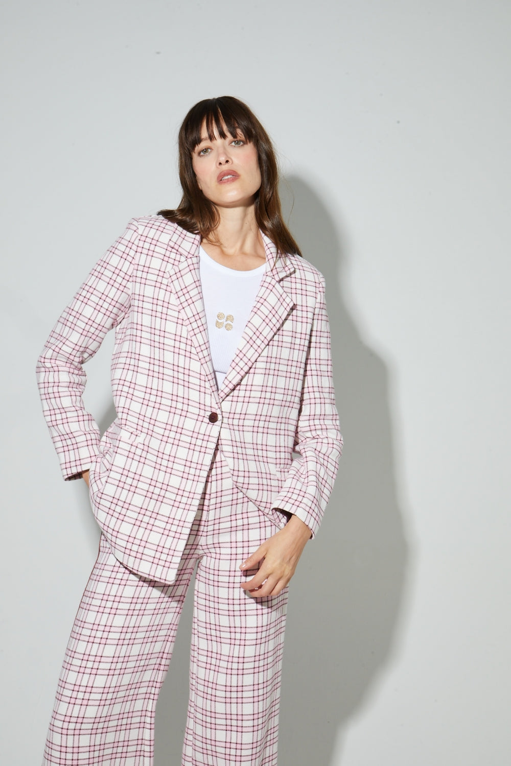 Blazer Jimmy Carreaux Pink, Fabriqué En Italie