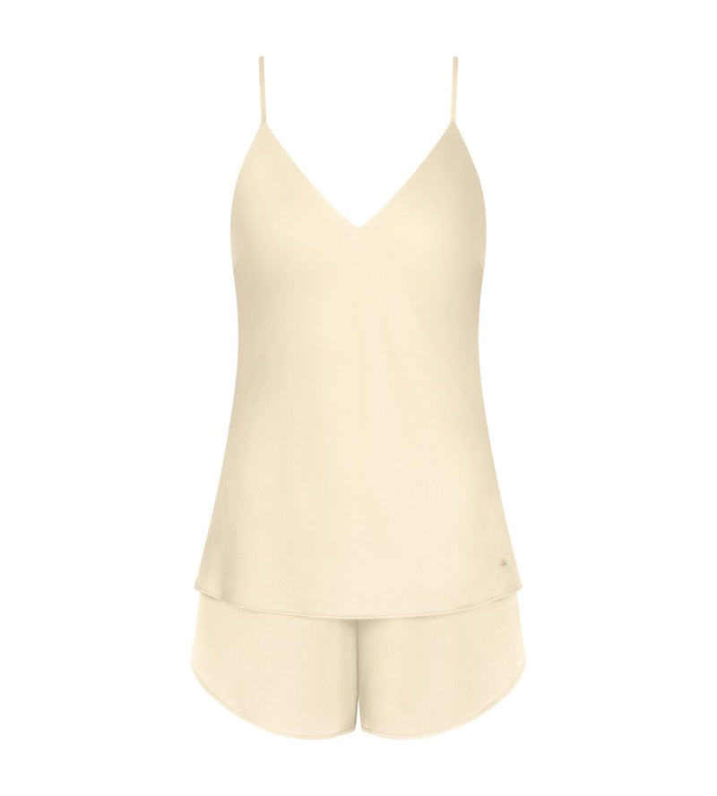 Caraco & Shorty En Soie Silky Sensuality Psw X - Ecru White