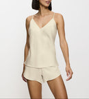 Caraco & Shorty En Soie Silky Sensuality Psw X - Ecru White
