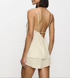 Silk Camisole & Shorts Silky Sensuality Psw X - Ecru White