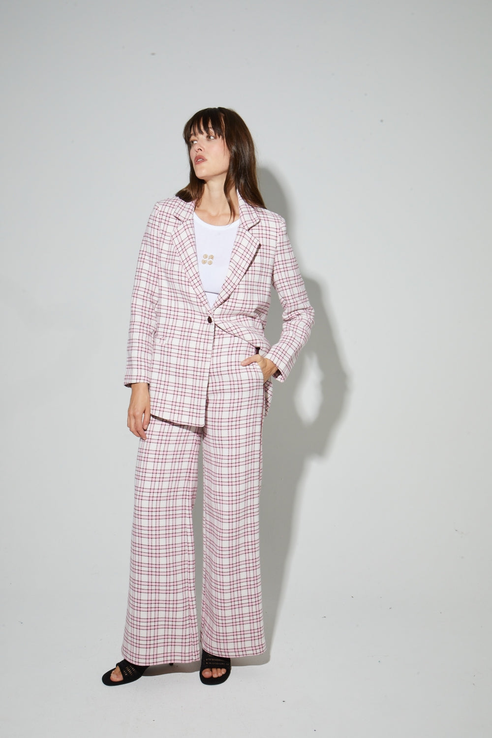 Blazer Jimmy Carreaux Pink, Fabriqué En Italie