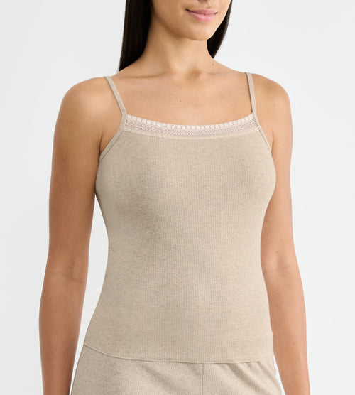 Caraco Fines Bretelles Sloggi Go Ribbed Spaghetti Top - Grey Combination